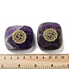 Natural Amethyst Rectangle with Chakra Sign Figurines Display Decorations DJEW-K025-02C-3
