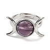 Natural Gemstone Adjustable Rings RJEW-K271-01P-3