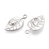 304 Stainless Steel Leaf Pendants STAS-T069-34P-2