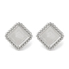 304 Stainless Steel Square Stud Earrings EJEW-D281-07S-1