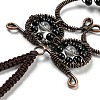 Wire Wrapped Brass Owl & Natural Obsidian Pendant Decoration HJEW-C006-01B-3