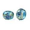Flower Printed Transparent Acrylic Rondelle Beads TACR-S160-01-B01-3