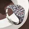 Brass Micro Pave Cubic Zirconia Cuff Rings for Women RJEW-A069-13P-3