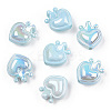 UV Plating Opaque Rainbow Iridescent Acrylic Beads OACR-T027-01-B02-1