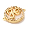Rack Plating Brass Micro Pave Clear Cubic Zirconia Fe Connector Charms X-KK-L220-003G-02-2