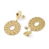 Natural Tiger Eye & 304 Stainless Steel Rope Disc Dangle Stud Earrings for Women EJEW-G390-05G-01-2