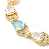 Glass Teardrop with Cubic Zirconia Link Chain Bracelet BJEW-M296-04G-2