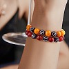 Natural Red Agate Round Beaded Stretch Bracelet BJEW-SW00077-08-5