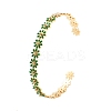 304 Stainless Steel Enamel Flower Open Cuff Bangles for Women BJEW-S152-01G-02-2