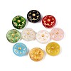 Flat Round with Flower Glass Beads GLAA-T025-59M-1