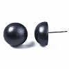 Painted Half Round Schima Wood Earrings for Girl Women EJEW-T017-02A-3