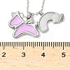 304 Stainless Steel Pearl Pink Enamel & Natural White Shell Pendant Unicorn Rainbow Pendant Necklaces for Women NJEW-M101-02P-5