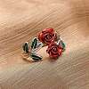 Zinc Alloy Enamel Open Cuff Rings for Women RJEW-U058-01P-1