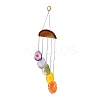 Wood & Natural Dye Agate Wind Chime Pendants HJEW-H054-03-3