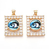 Brass Micro Pave Clear Cubic Zirconia Pendants for Women KK-T070-91A-07-1