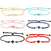 6Pcs Adjustable Brass & Acrylic Beads Slider Bracelets NV0249-1-1