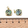 Epoxy Resin & Natural Paua Shell Square with Smiling Face Charms KK-K384-14G-3