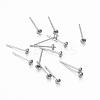 304 Stainless Steel Post Stud Earring Settings For Half Drilled Beads STAS-H376-92-1
