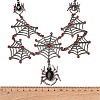 Halloween Spider Web Alloy Siam Rhinestone Bib Necklaces for Women NJEW-P340-01B-3