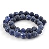 Frosted Natural Sodalite Round Bead Strands G-F231-01-6mm-2