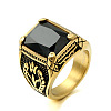 316L Stainless Steel & Cubic Zirconia Men's Vintage Carved Finger Rings FS-WG82D33-46-1
