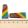 Pride Rainbow Theme Resin & Walnut Wood Pendants WOOD-K012-10B-3