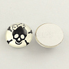 Skull and Crossbones Pattern Printed Glass Half Round Cabochons GGLA-Q032-25mm-02E-1