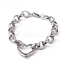 Tarnish Resistant Heart 304 Stainless Steel Link Necklaces and Bracelets Jewelry Sets LS-SJEW-F132-08P-5
