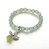 Trendy Natural Green Aventurine Beaded Acrylic Charm Bracelets BJEW-JB01792-04-1