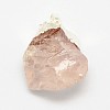 Natural Bezel Raw Rough Gemstone Rose Quartz Pendants G-M040-M09-2