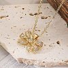Brass Micro Pave Clear Cubic Zirconia Cable Chain Bowknot Pendant Necklaces for Women LS-NJEW-C054-02A-G-1