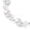 Shell Pearl & Glass Round Beaded Bracelets BJEW-JB11857-02-4