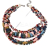 Bohemian Style Wood Geometric Beaded Multilayer Necklaces for Women WG33684-02-2