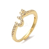 Rack Plating Brass Cubic Zirconia Arabic Letters Adjustable Rings for Women RJEW-S407-10G-07-1