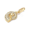Brass Micro Pave Clear Cubic Zirconia Sea Animals European Dangle Charms KK-Z143-02G-02-2