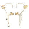 1 Pair Alloy Glass Tassel Cuff Earrings for Women EJEW-LP0001-65-3
