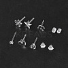 60Pcs 6 Style Star & Shamrock & Bell & Flower & Butterfly & Heart Resin Stud Earring Findings FIND-FS0001-96-1