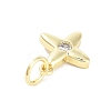 Cross Charms Rack Plating Brass Cubic Zirconia KK-M293-20G-01-2