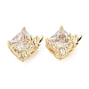 Rack Plating Brass Micro Pave Clear Cubic Zirconia Beads KK-F089-35G-01-1