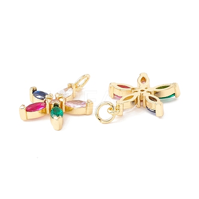 Rack Plating Brass Micro Pave Colorful Cubic Zirconia Pendants ZIRC-I057-06G-1