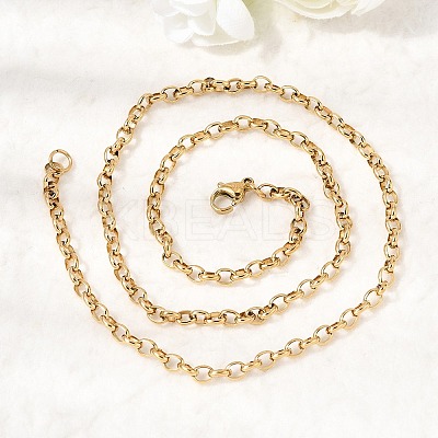 304 Stainless Steel Cable Chain Necklaces NJEW-K305-08G-1