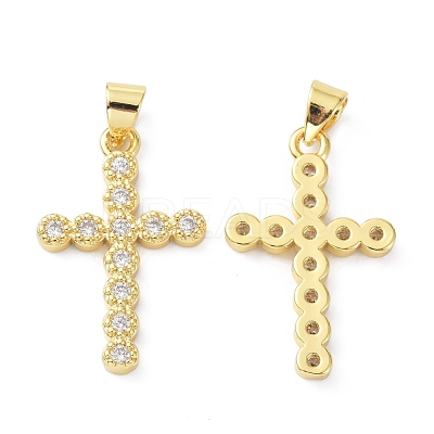 Brass Cubic Zirconia Pendant ZIRC-C021-39G-1