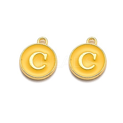 Golden Plated Alloy Enamel Charms X-ENAM-Q437-13C-1