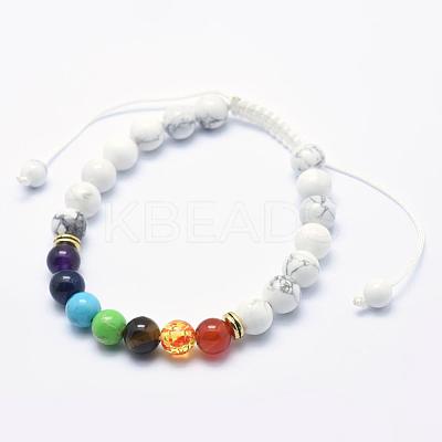 Natural Howlite Braided Bead Bracelets BJEW-F276-G07-1