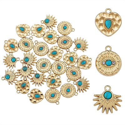 30Pcs 3 Styles Synthetic Turquoise Alloy Pendants FIND-SZ0002-82-1