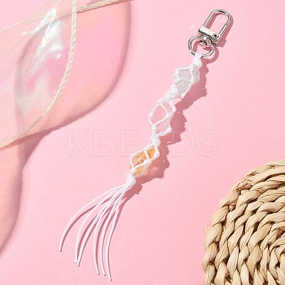 Natural Quartz Crystal Macrame Pouch Tassel Pendant Decorations KEYC-TA00023-01-1