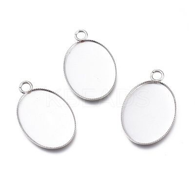 Non-Tarnish 304 Stainless Steel Pendant Cabochons Settings for Fashion Jewelry X-STAS-M283-03P-C-1
