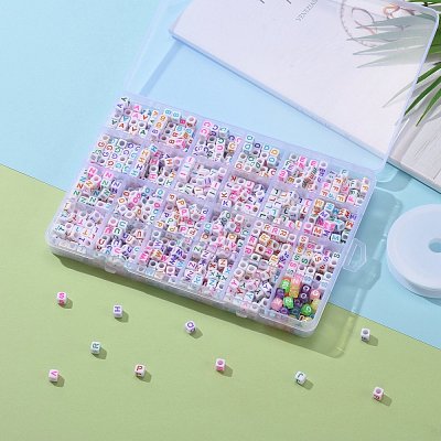 DIY 26 Letter Acrylic Beads Stretch Bracelets Kits for Children's Day DIY-LS0001-04-1