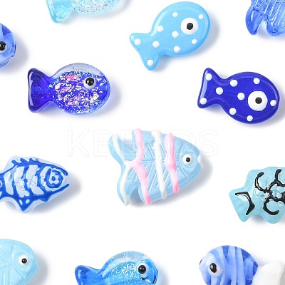 14Pcs 14 Styles Painted Glass Beads LAMP-FS0001-65-1