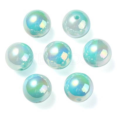 UV Plating Rainbow Iridescent Opaque Acrylic Beads OACR-C007-01B-1